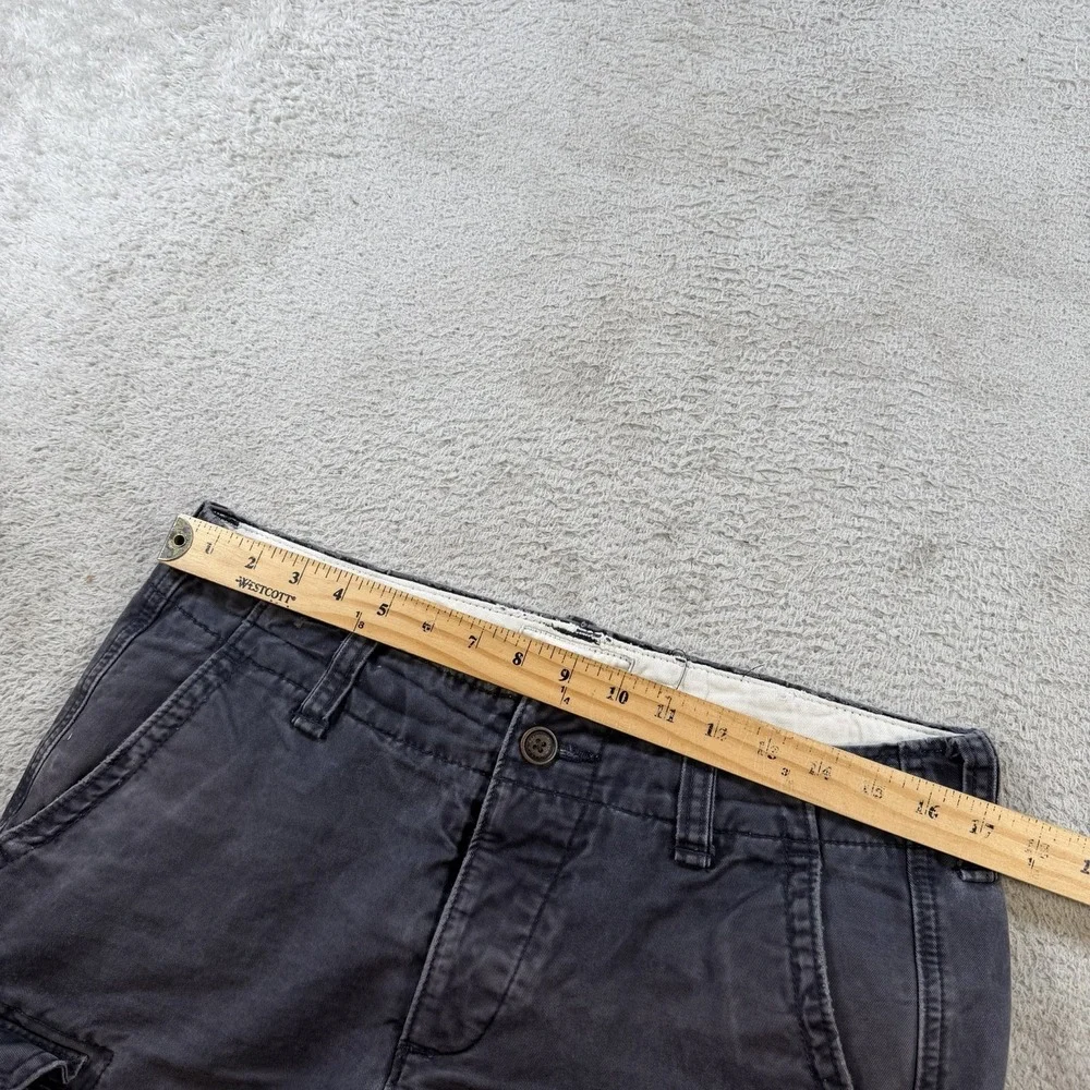 Abercrombie & Fitch Shorts Mens 31 Black Faded Cargo Drawstring Distressed Y2K